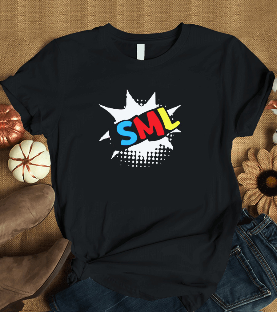 SML Logo Comic Style Burst Red Blue Yellow Letters T-Shirt