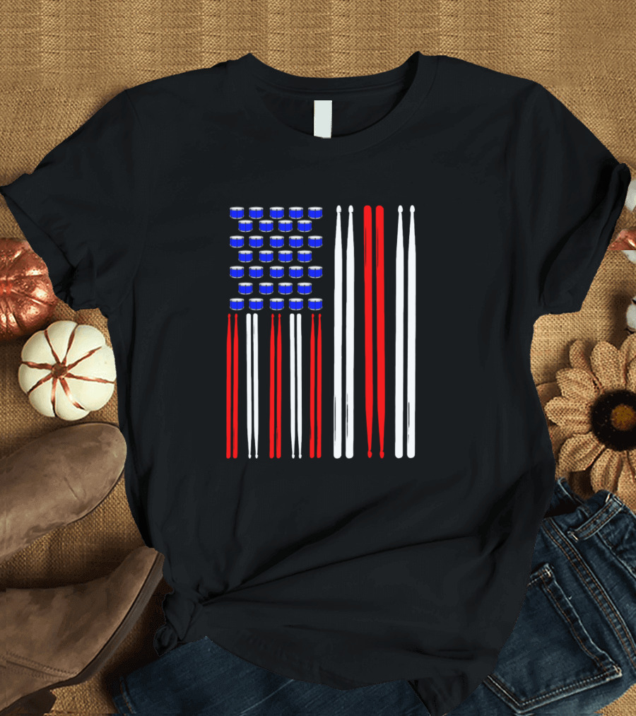 USA Drum Sticks Flag T-Shirt