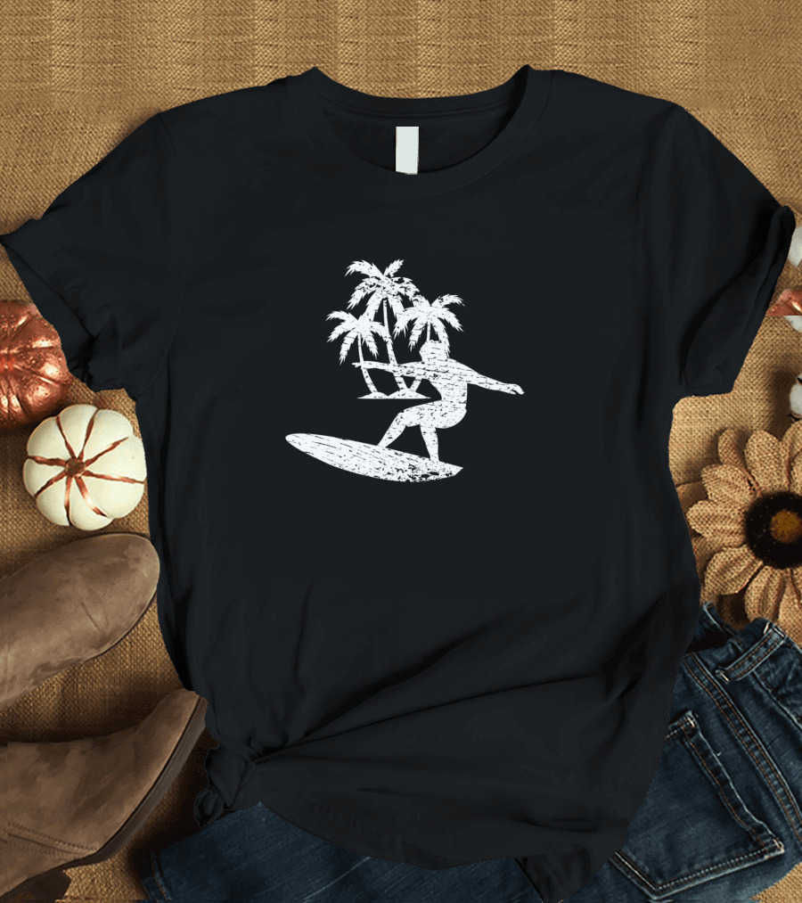 Surfer Summer Water Sports Palms Trees Kite T-Shirt