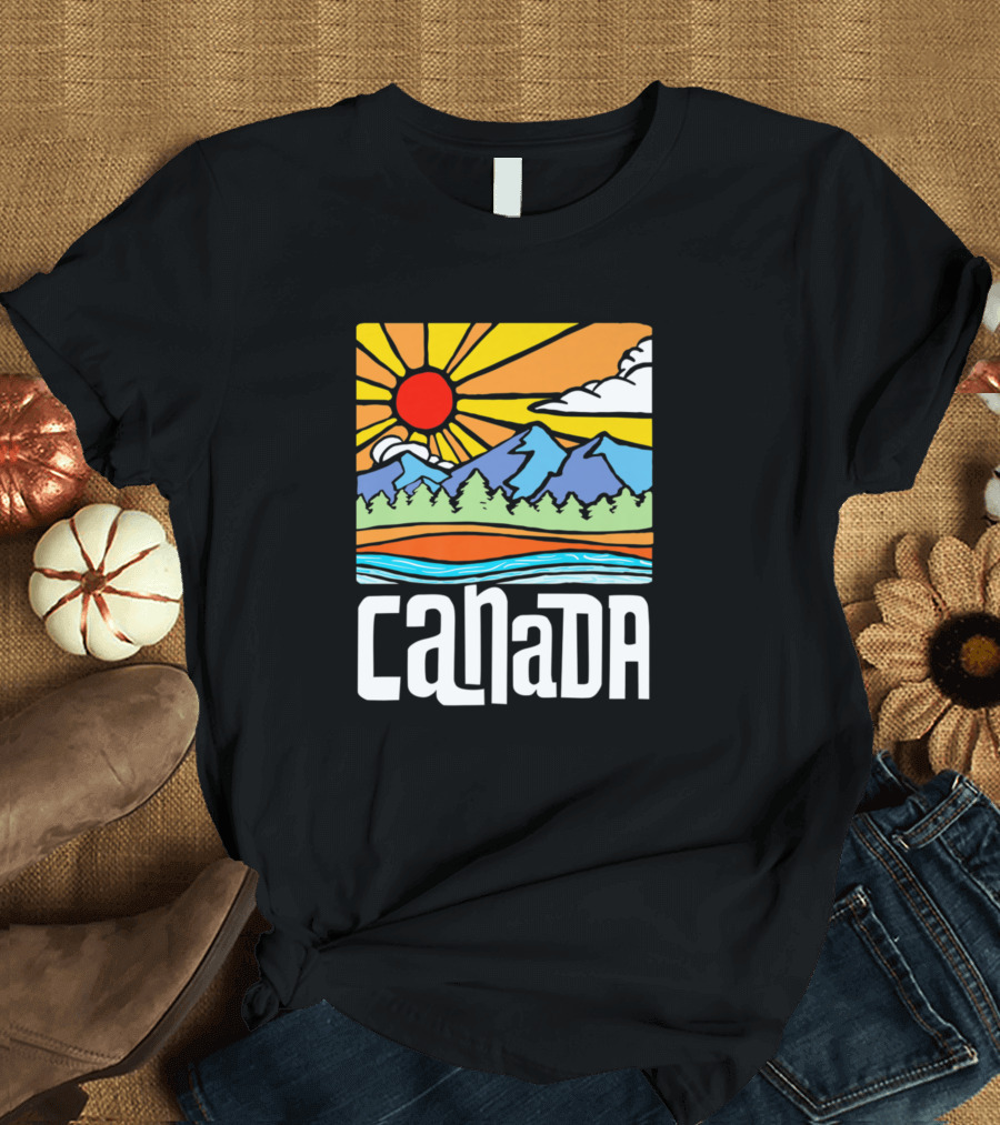 Canada Vintage Nature Mountains Sun T-Shirt