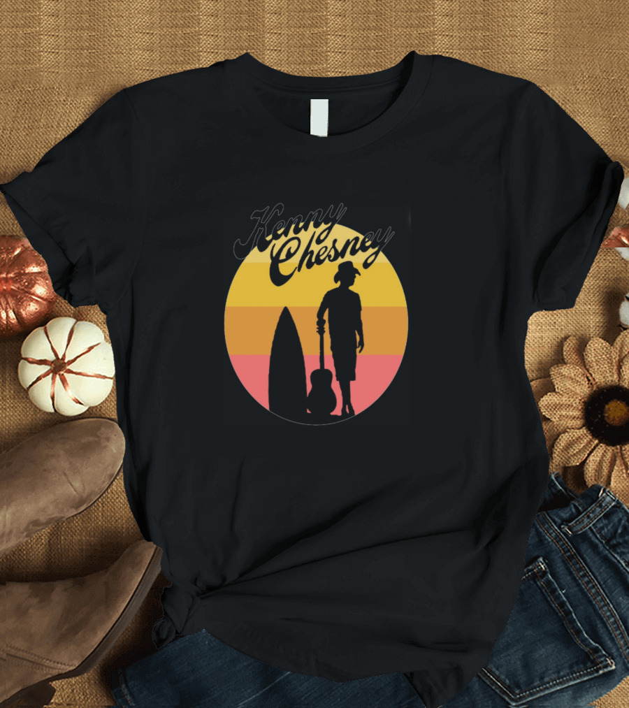 Kenny Chesney Sunset Silhouette with Surfboard and Guitar T-Shirt
