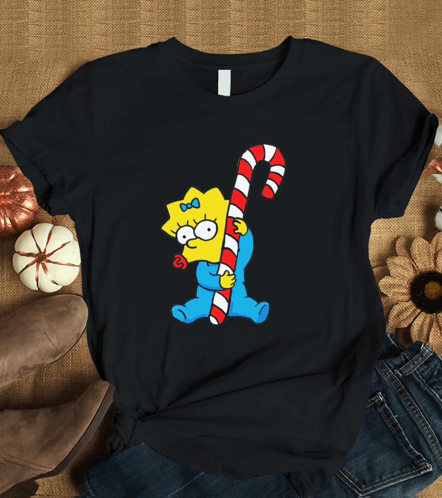 Maggie Simpson Merry Candy Cane Holiday Fun T-Shirt