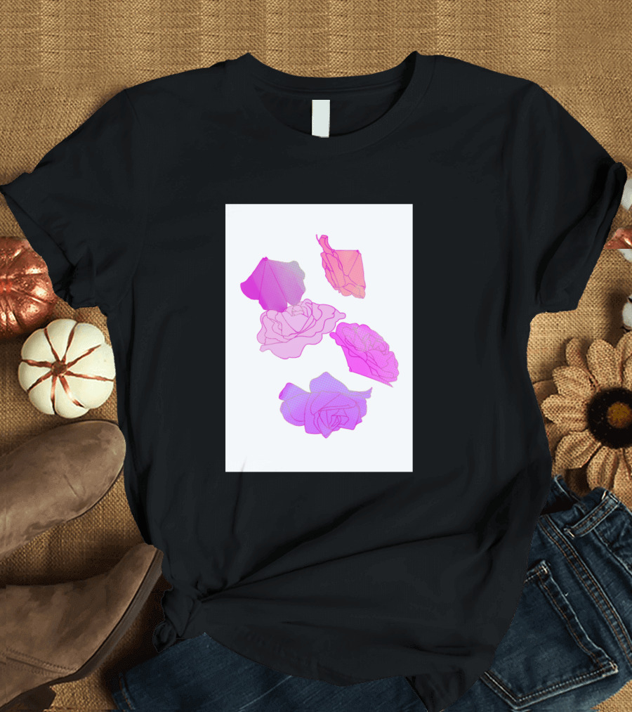 Origami Roses Pink Floral Transformation T-Shirt