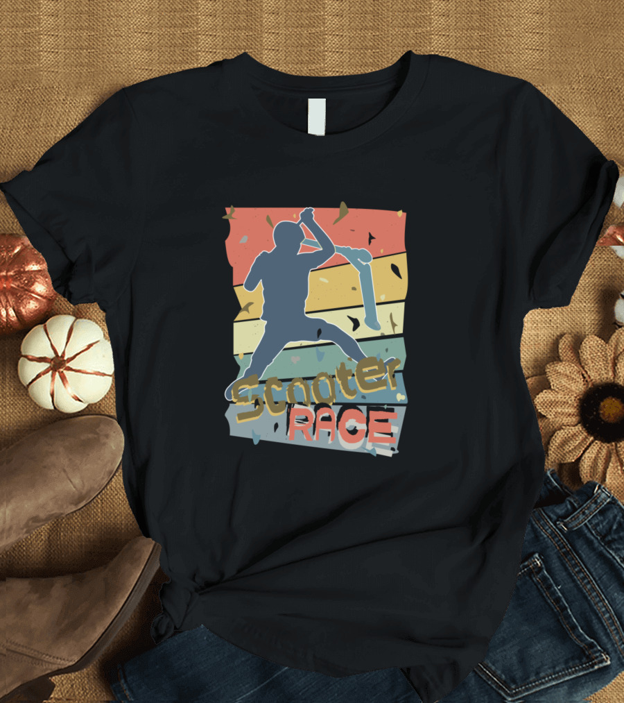 Scooter Race Retro Silhouette Action T-Shirt