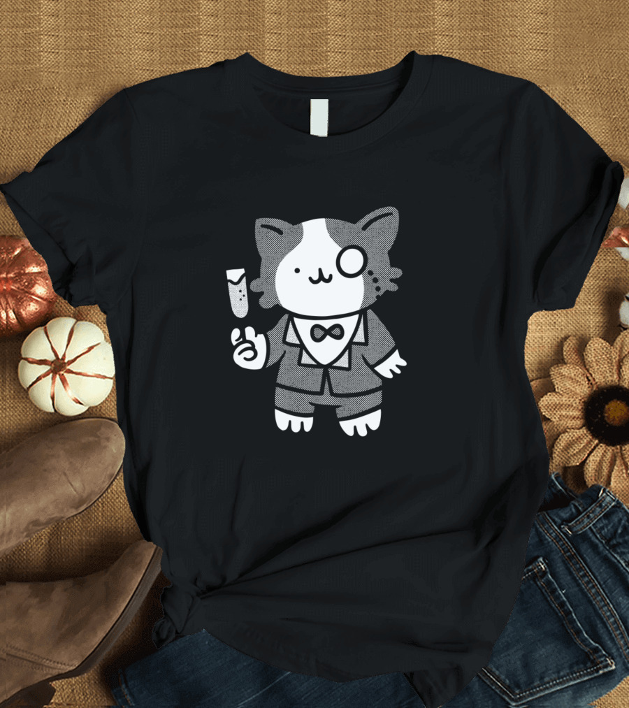 Tux Cat Monocle Champagne T-Shirt