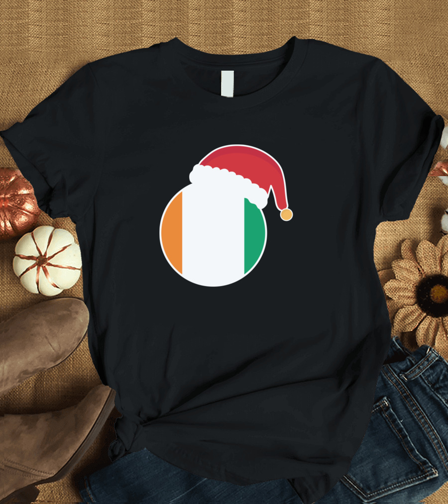 Christmas Santa Hat Ivory Coast Flag Holiday T-Shirt