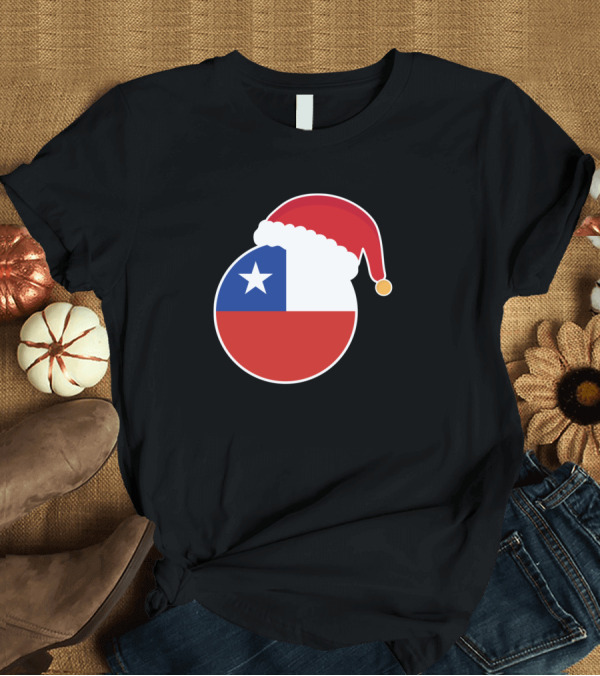 T-Shirt: Christmas Santa Hat Chile Flag T-Shirt Christmas Santa Hat Chile Flag T-Shirt