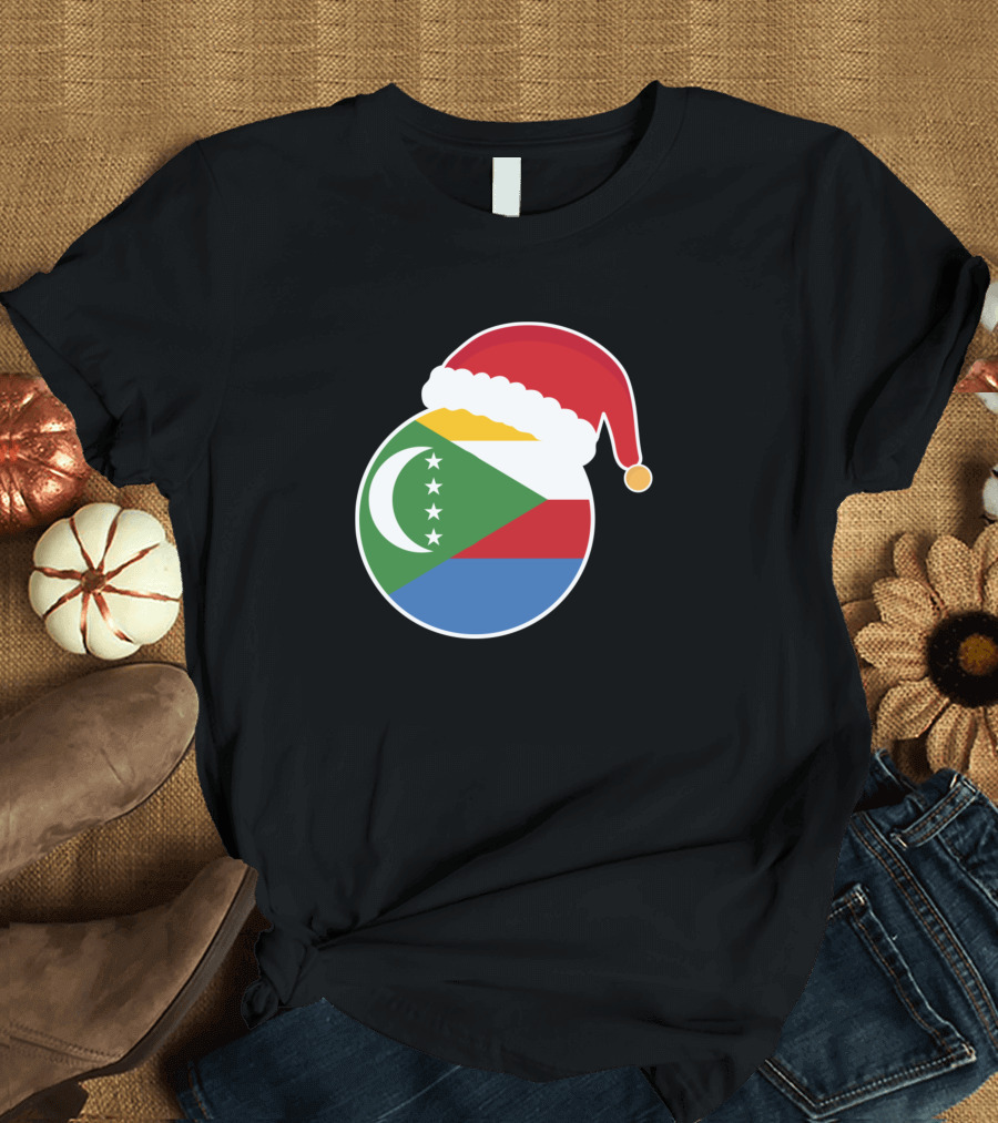 Christmas Comoros Flag Santa Hat T-Shirt