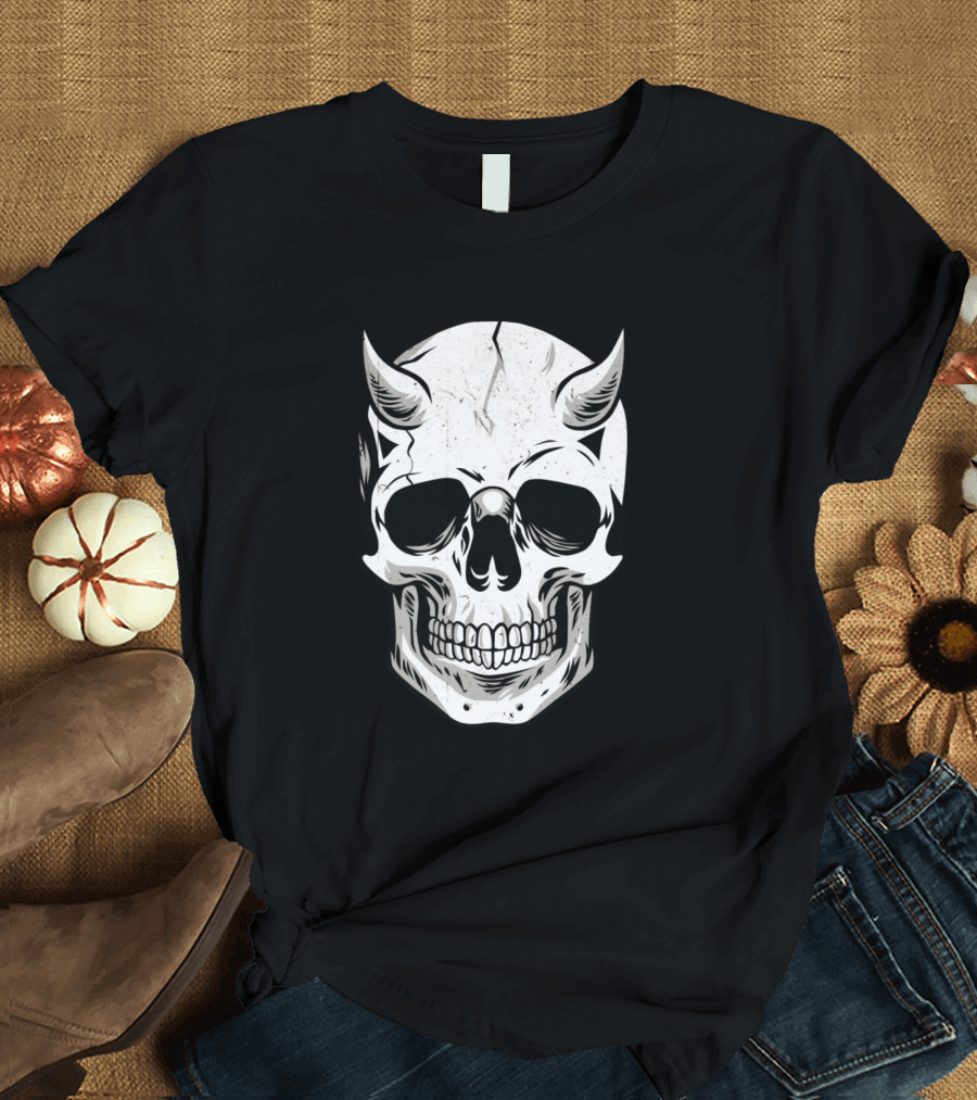 The Skull with Horns Dark T-Shirt