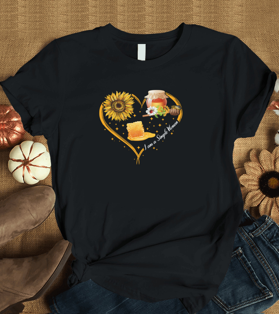 I Am A Simple Woman Sunflower Honeycomb Heart Beekeeping T-Shirt