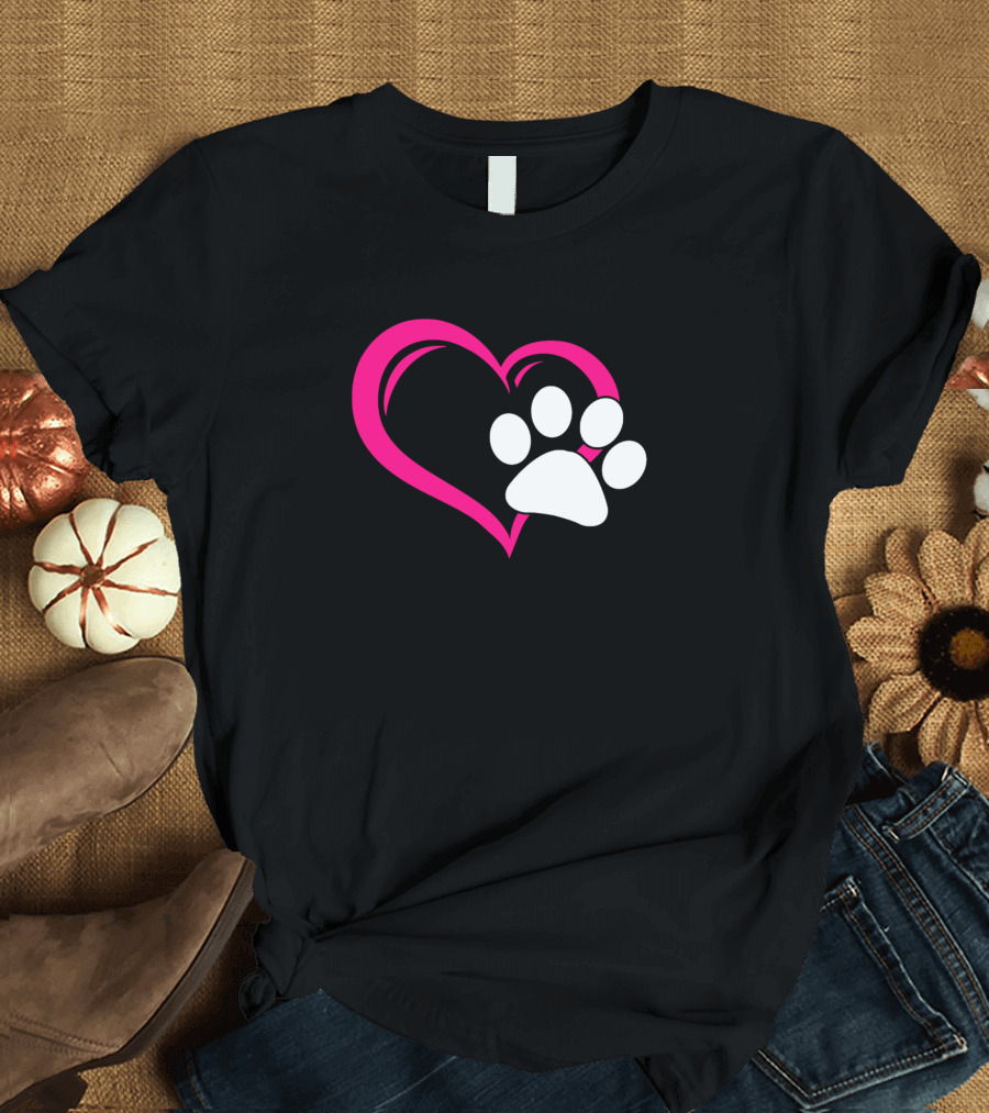 Love My Dog Puppy Cat Heart Paw T-Shirt