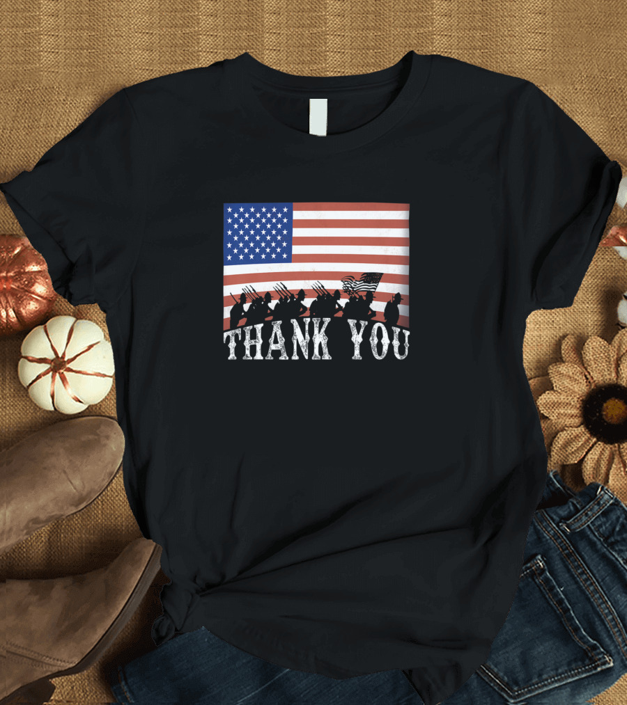 Thank You Veterans 4th of July American Flag T-Shirt