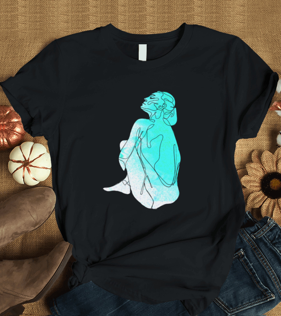 Breather The Air Line Art Figure in Blue Glow T-Shirt