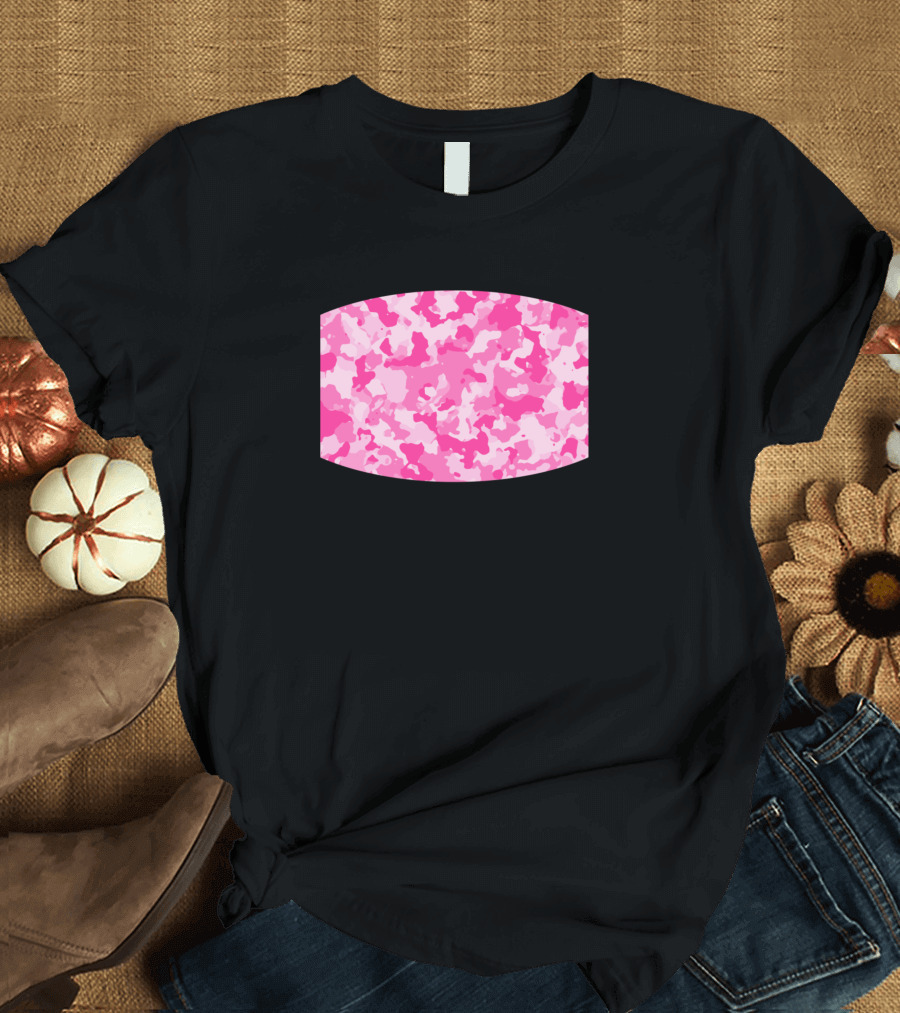 Pink Camo Pattern Face Mask T-Shirt
