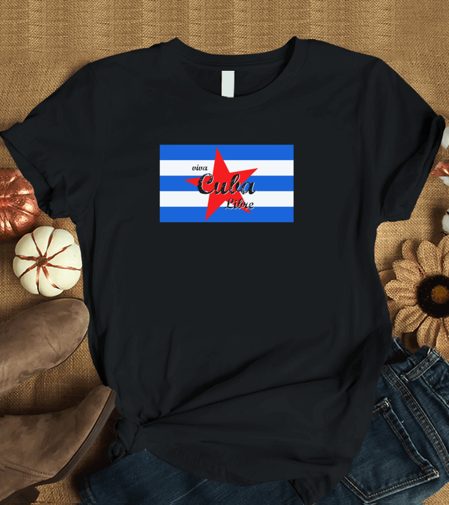 Viva Cuba Libre Red Star Blue Stripes T-Shirt