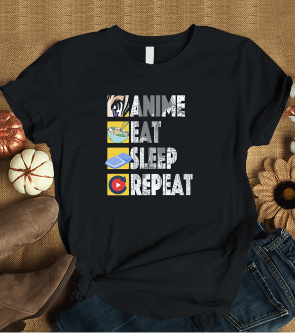 T-Shirt: Anime Eat Sleep Repeat Weeb Japan Manga Fan Ramen Gaming T-Shirt Anime Eat Sleep Repeat Weeb Japan Manga Fan Ramen Gaming T-Shirt
