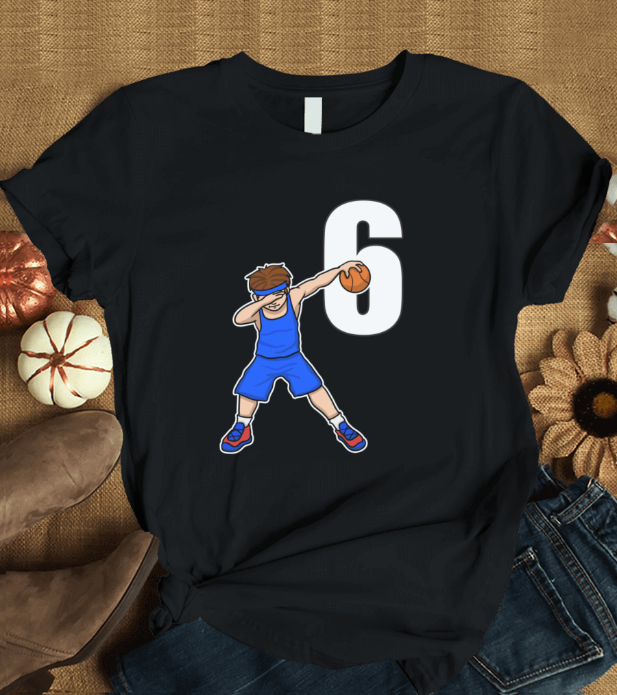Basketballer Baller Number 6 Blue Player T-Shirt