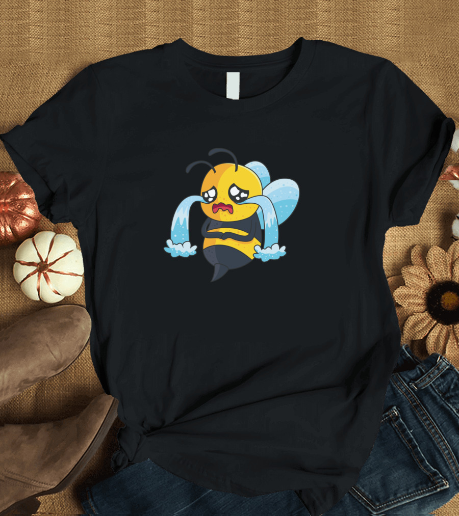 Unhappy Bee Crying Cartoon Character T-Shirt