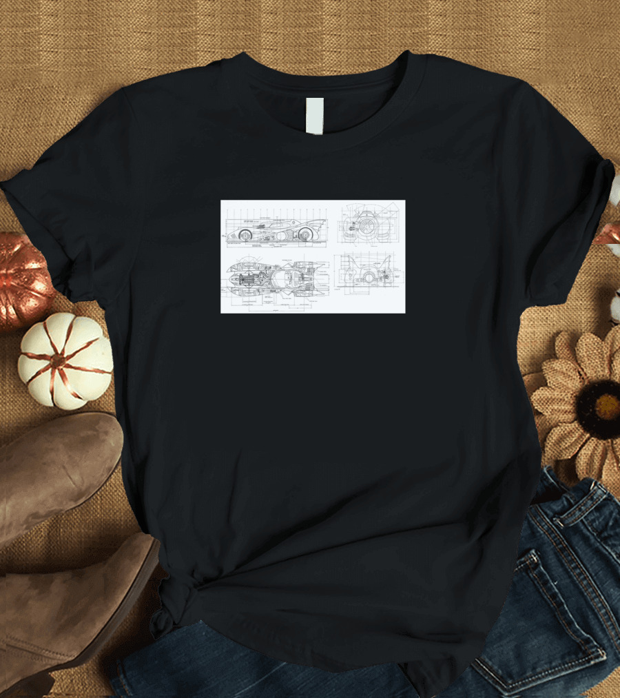 Batmobile Blueprint Detailed Schematic T-Shirt