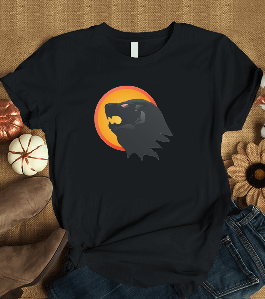 Battletech Clan Stone Lion Black Lion Head with Orange Circle T-Shirt