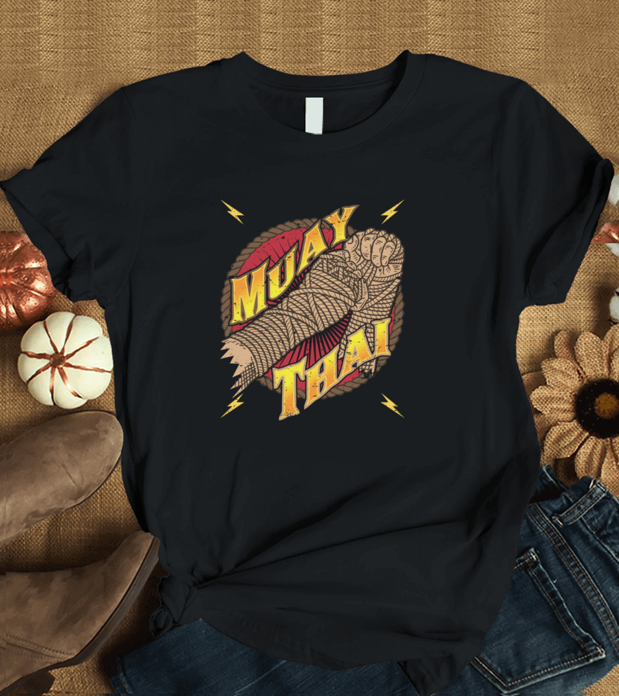 Muay Thai Fist with Lightning and Rope Circle T-Shirt