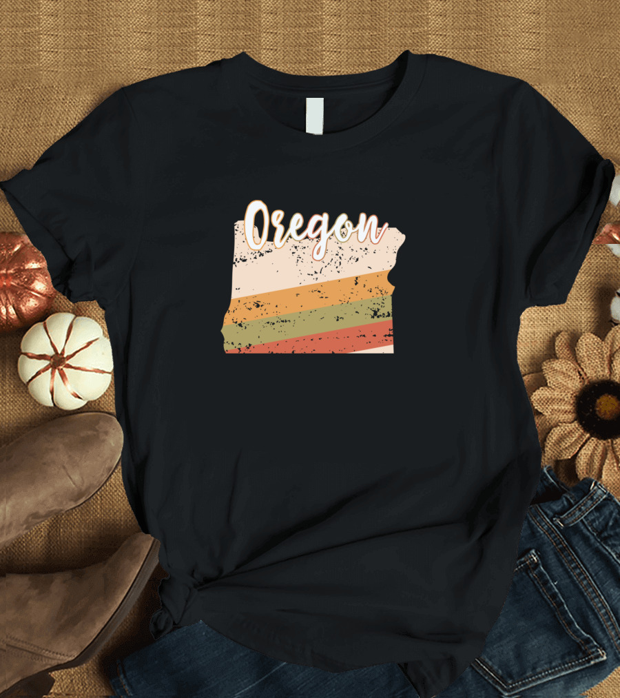 Oregon Vintage State Map Retro Colors T-Shirt