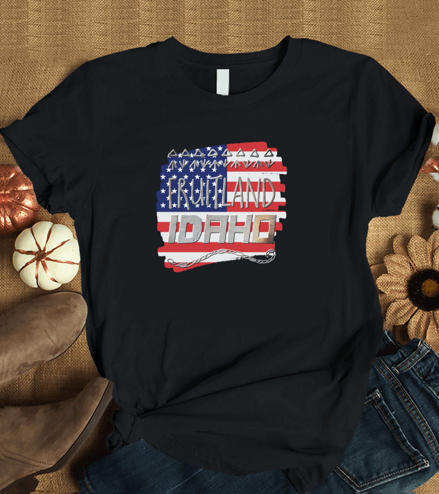 Fruitland Idaho American Flag Rodeo Belt Buckle USA T-Shirt