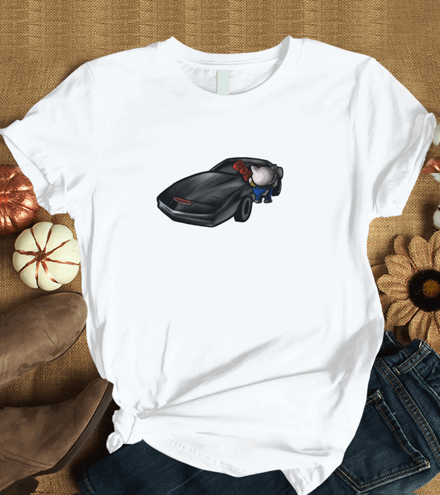 Hello Kitt Car Crossover 1980s Icon KITT and Kitty Fusion T-Shirt
