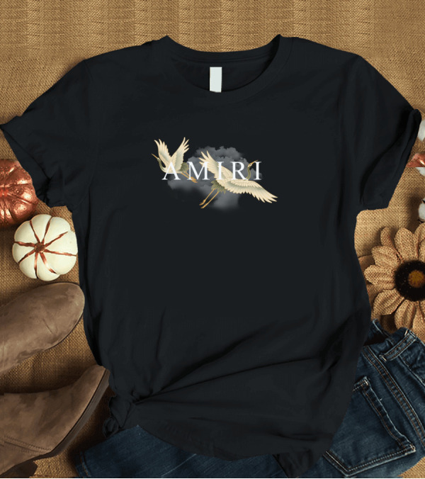T-Shirt: AMIRI Crane with Soaring Birds T-Shirt AMIRI Crane with Soaring Birds T-Shirt