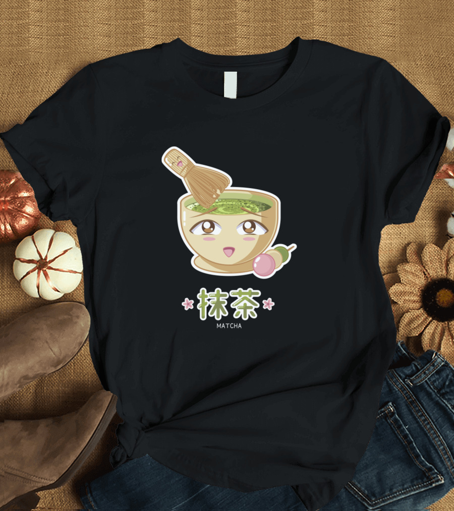Matcha Kawaii Character Face with Whisk and Dango T-Shirt