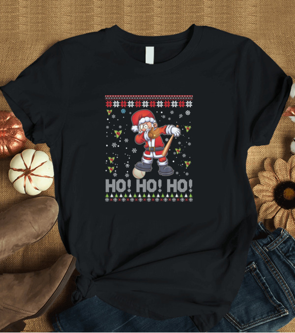 T-Shirt: Ho Ho Ho Dabbing Santa Elf Christmas Softball T-Shirt Ho Ho Ho Dabbing Santa Elf Christmas Softball T-Shirt