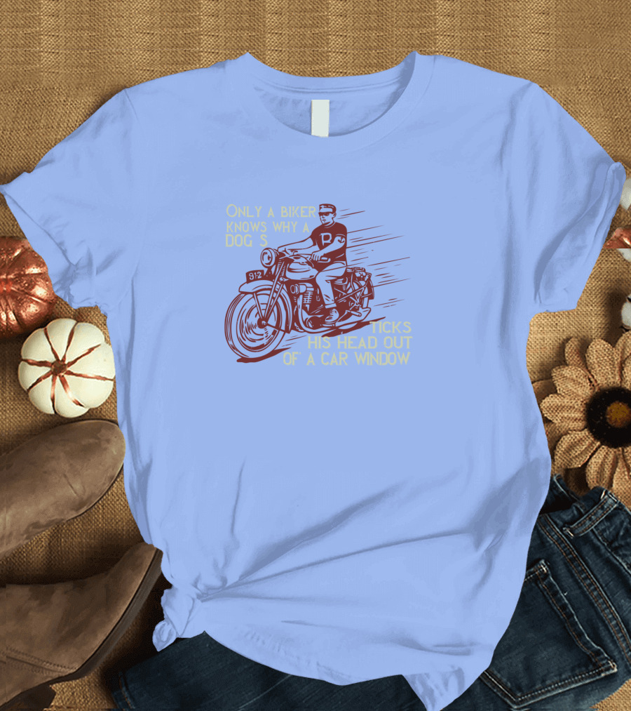 Only A Biker Knows Why A Dog Sticks His Head Out Of A Car Window T-Shirt
