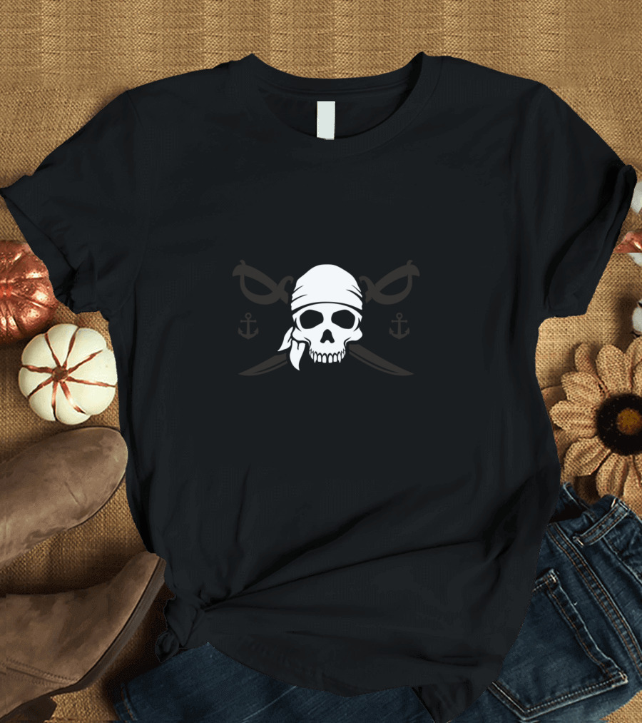 Captain Dewayne Pirate Skull Crossed Swords Anchors T-Shirt