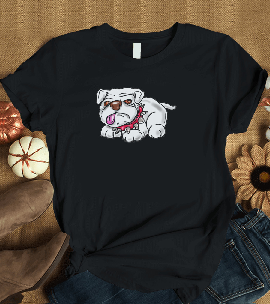 A White Bulldog Named Terror Red Collar Cartoon T-Shirt