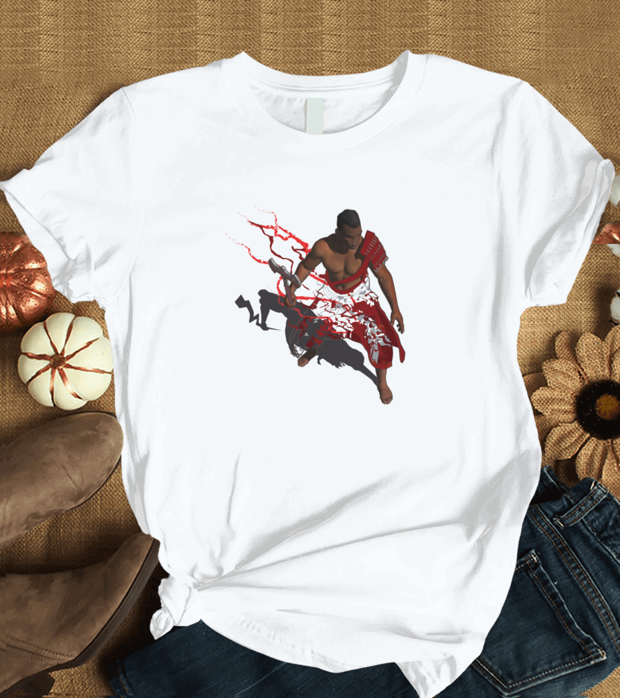 Chango Warrior with Red Energy and Traditional T-Shirt