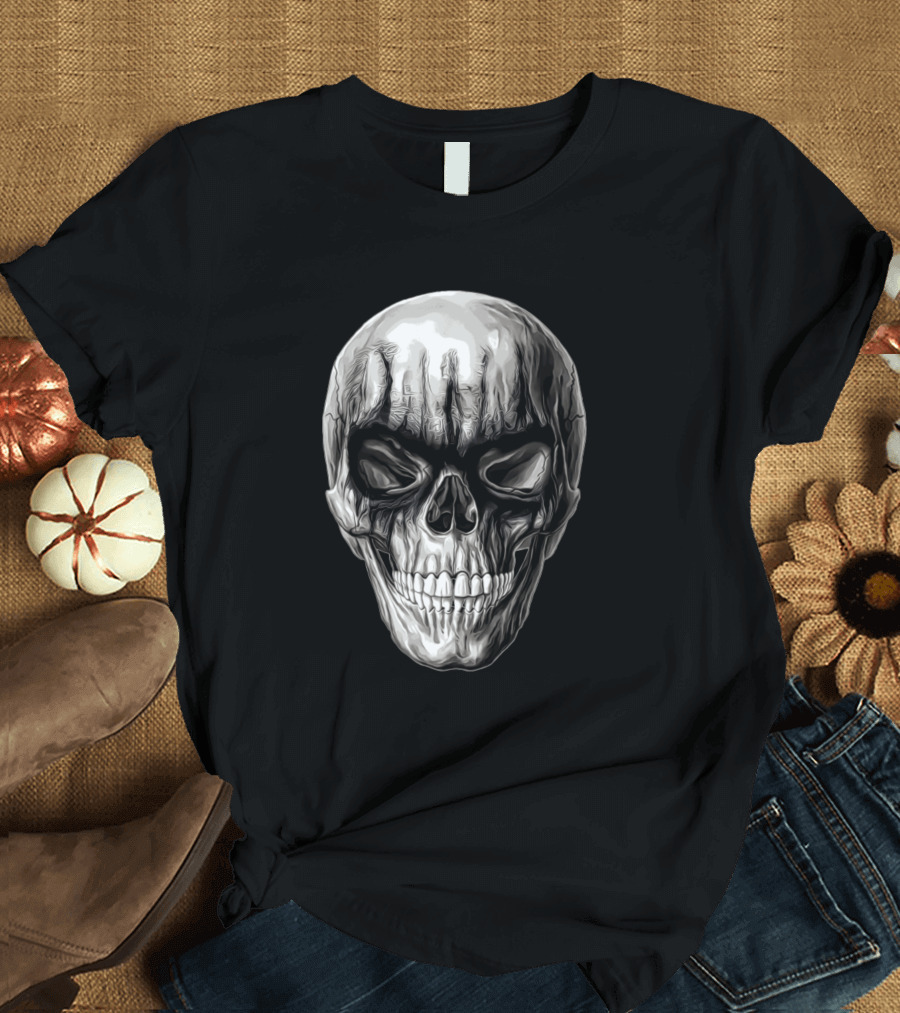 Black Metal Skull Dark Aesthetic Gothic T-Shirt