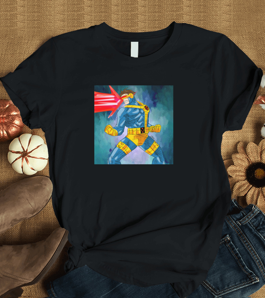 Cyclops Optic Blast X-Men Superhero Action Scene T-Shirt