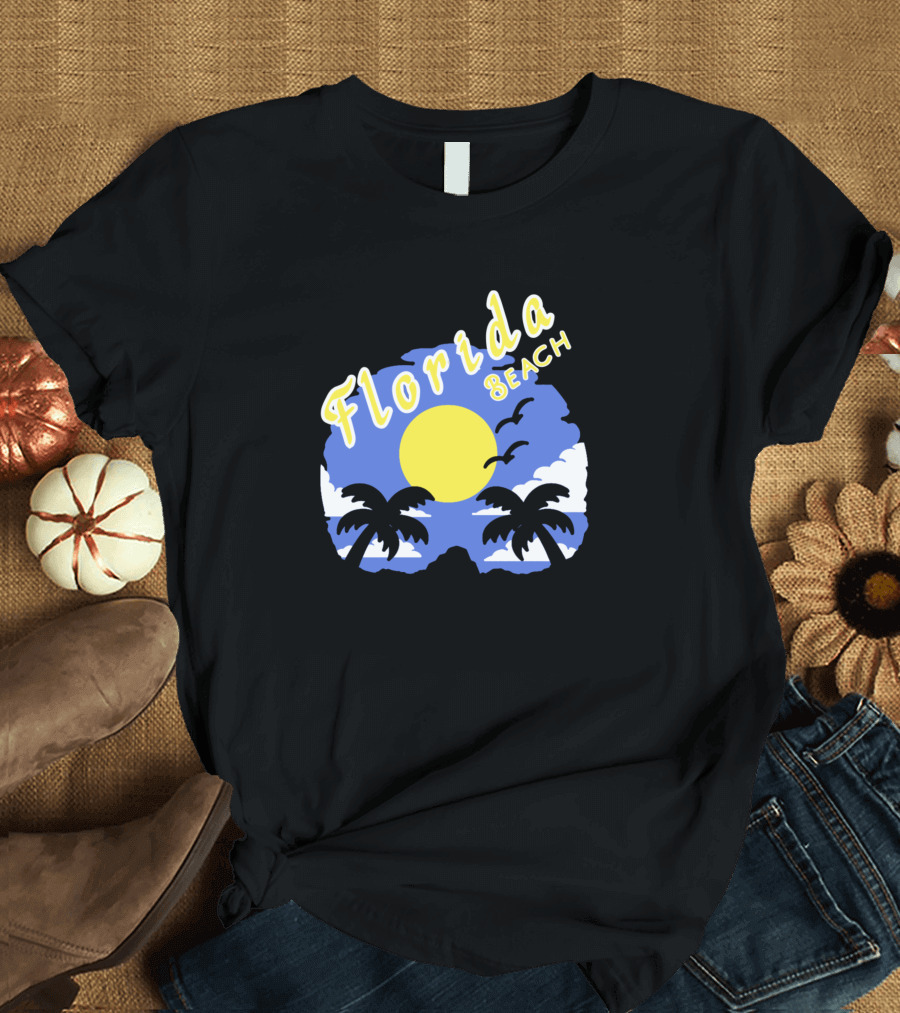 Florida Beach Palm Trees Sunset T-Shirt