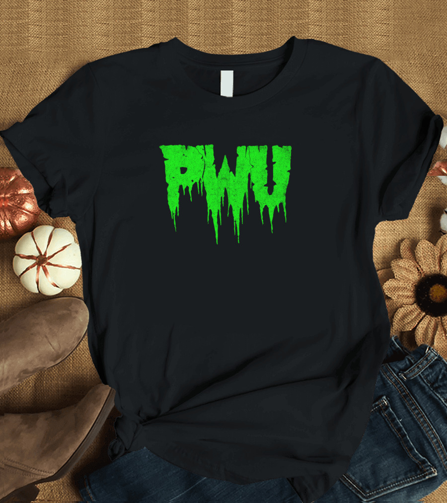 PWU Dripping Green Halloween Text T-Shirt