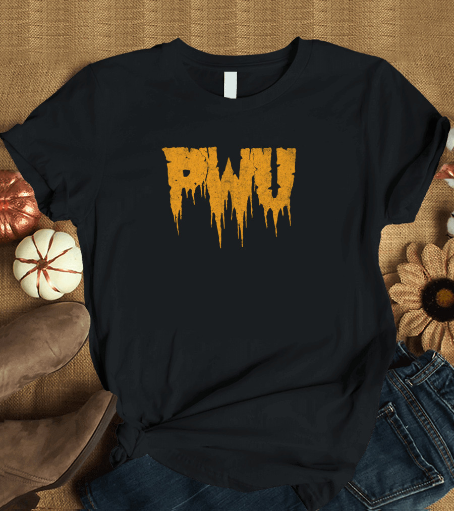Pwu Halloween Orange Dripping Text T-Shirt