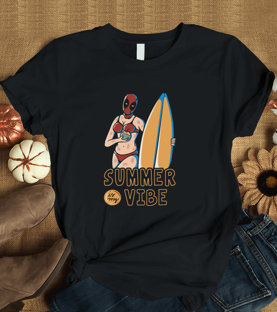SUMMER IS MY VIBE Surfer with Mask and Surfboard T-Shirt