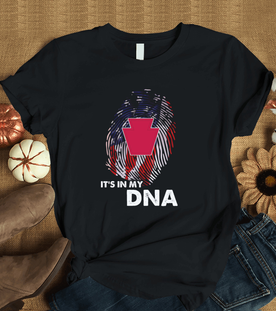 28Th Infantry Division It's in My DNA American Flag Keystone Badge T-Shirt