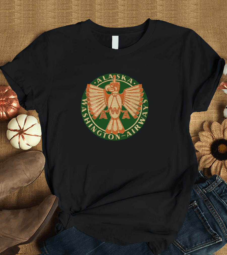 Alaska Washington Airways AWA Vintage Emblem T-Shirt