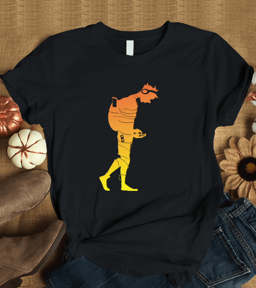 Computer Nerd Silhouette with Gadget Headphones and Smartphone T-Shirt