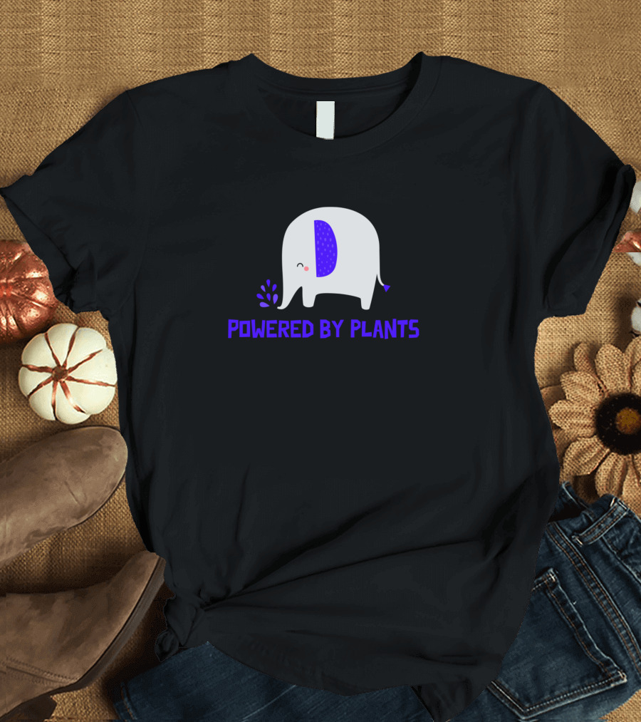 Powered by Plants Cute Vegan Elephant T-Shirt