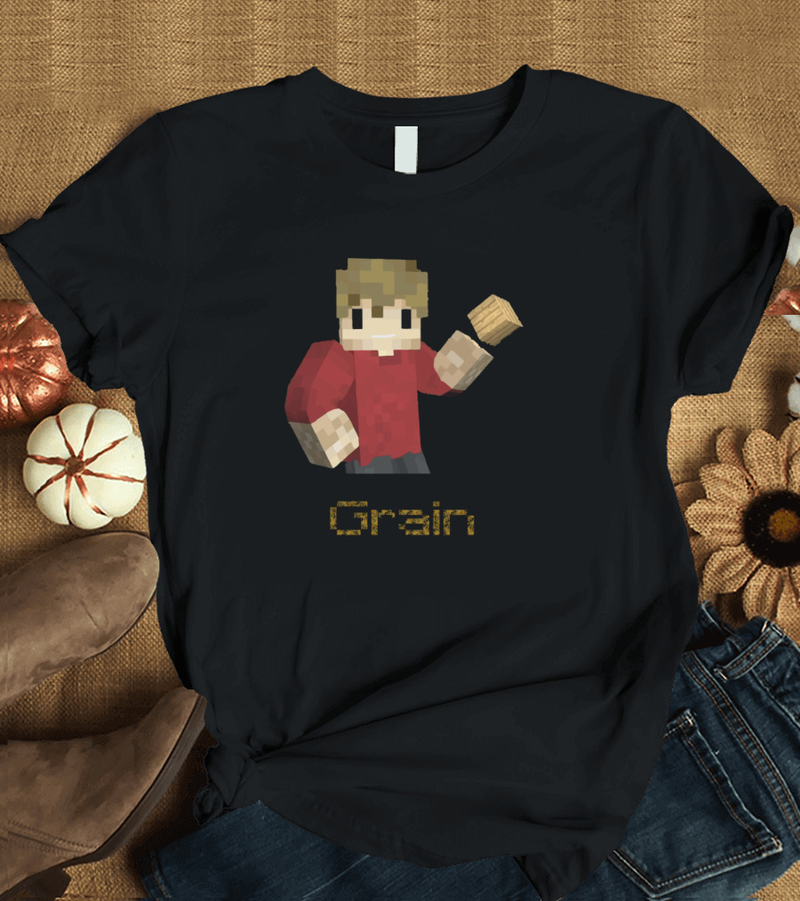Grain Character with Block Pixel T-Shirt