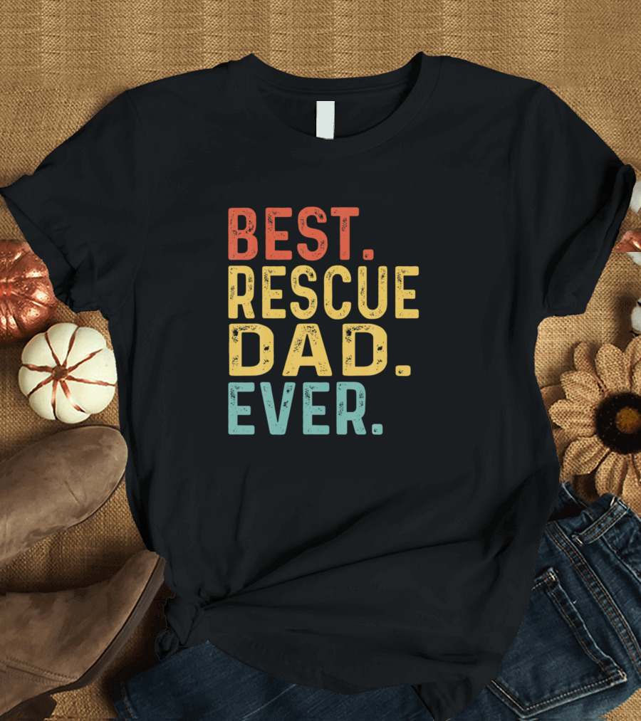 Best Rescue Dad Ever Retro Vintage Cool T-Shirt