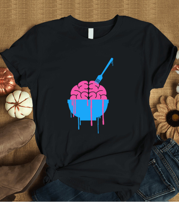 T-Shirt: Brain Bowl Dripping Fork Icon Homage Debugger T-Shirt Brain Bowl Dripping Fork Icon Homage Debugger T-Shirt