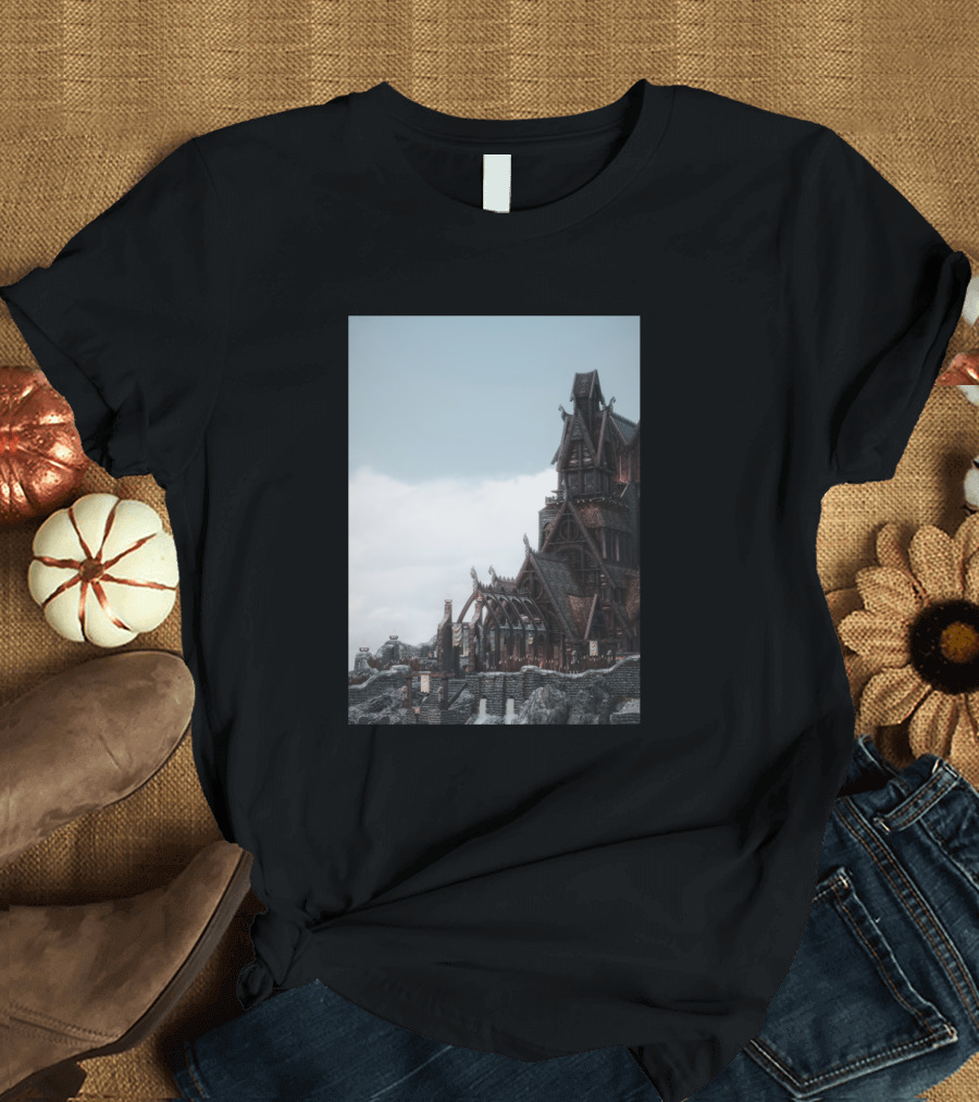 Dragonsreach Whiterun Skyrim Fantasy Architecture T-Shirt