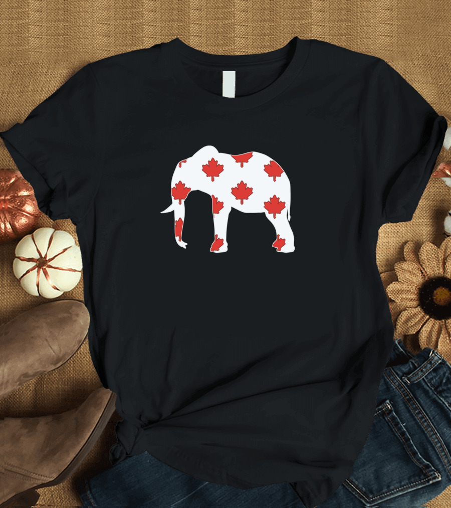 Elephant Animal Zoo Maple Leaf 1243 T-Shirt